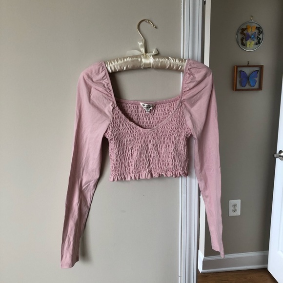 ASOS Pink Smocked Crop Top - Picture 2 of 7